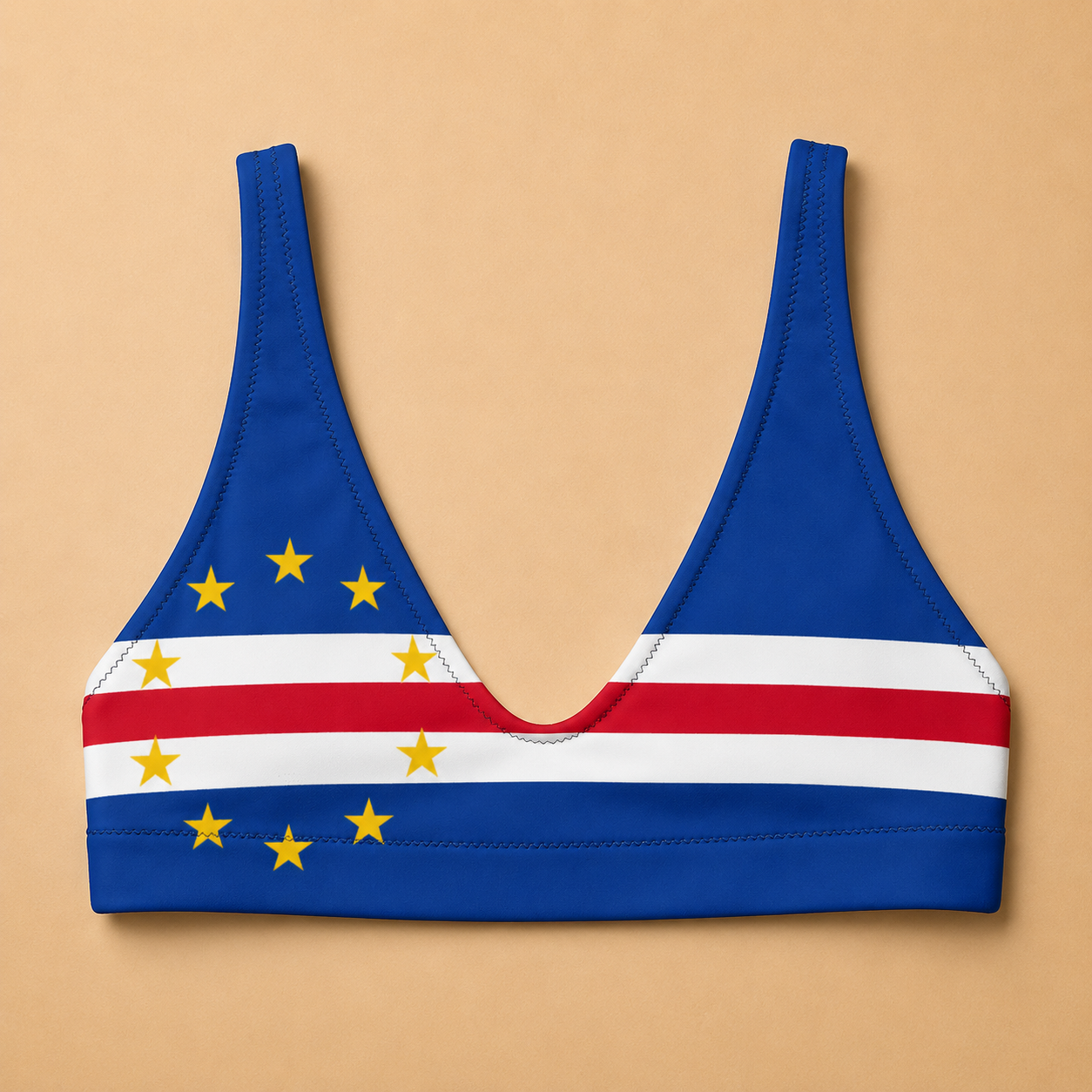 Parte de Cima de Biquíni Acolchoada Bandeira Cabo Verde - Mulher