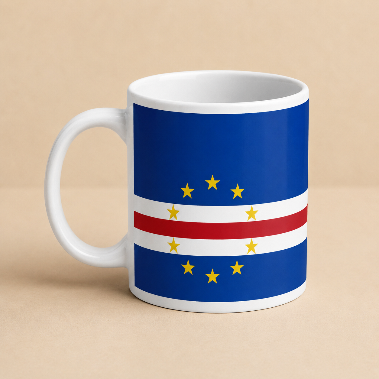 Mug Blanc Brillant - Drapeau Cabo Verde
