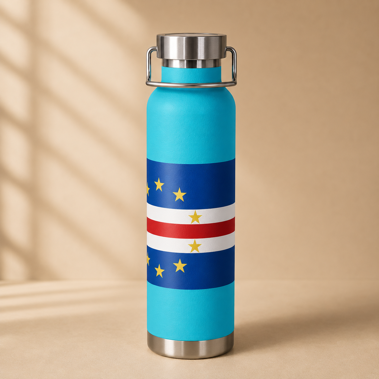 Bouteille isotherme sous vide en cuivre - Drapeau Cabo Verde