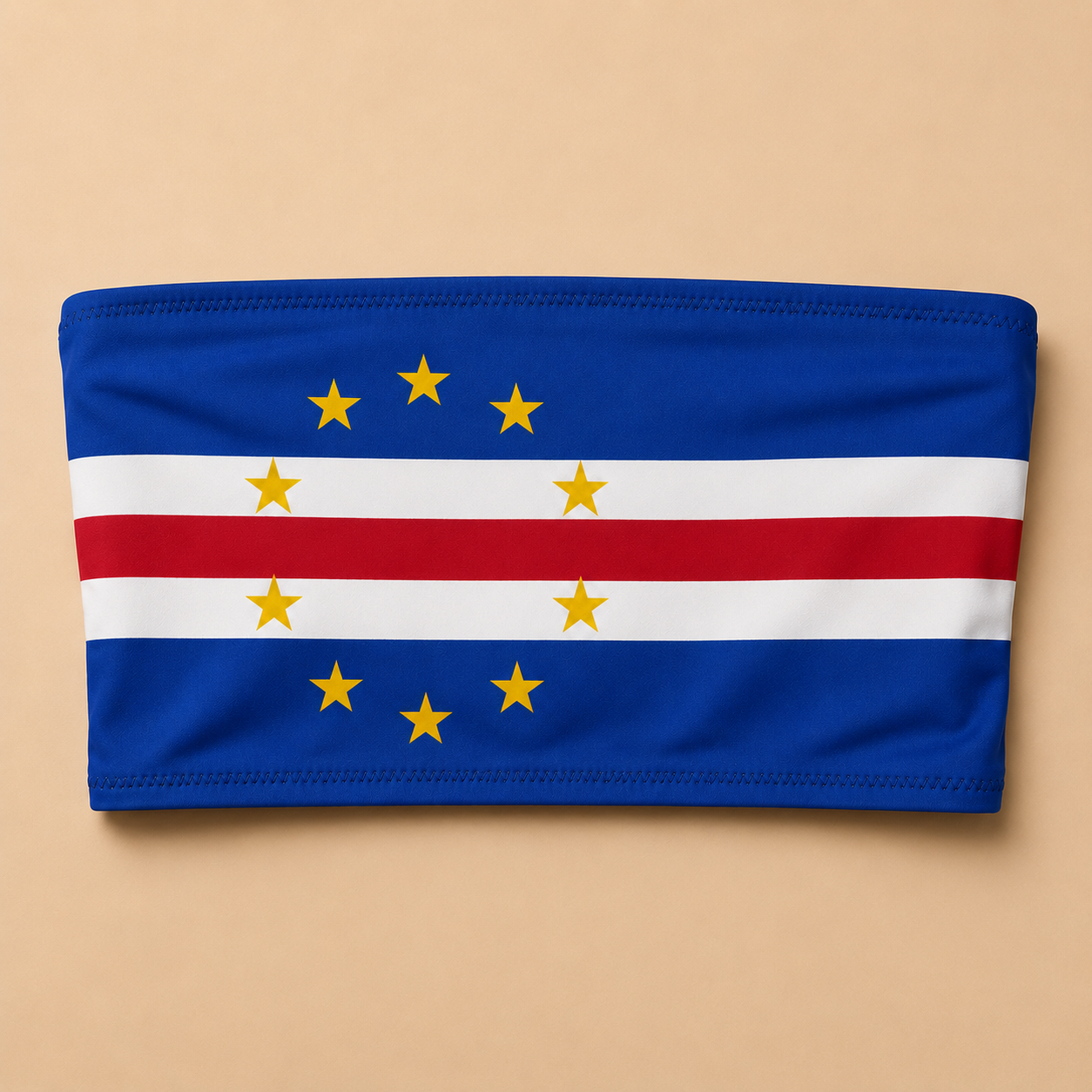 Top de Biquíni sem Alças Reciclado Bandeira Cabo Verde — Mulher